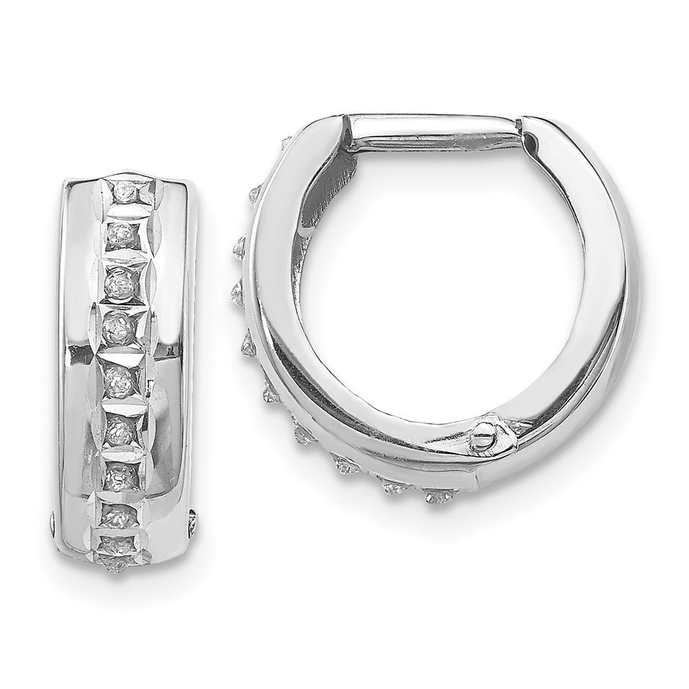 14K White Gold Dia. Fascination Dia. Dust/Accent Hinged Hoop Earrings