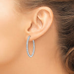 14K White Gold Diamond Fascination Diamond Dust/Accent Oval Hoop Earrings - Product Photo