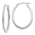 14K White Gold Diamond Fascination Diamond Dust/Accent Oval Hoop Earrings - Product Photo