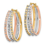 14K Tri-color Diamond Fascination Dia. Dust/Accent Oval 3 Hoop Earrings - Product Photo