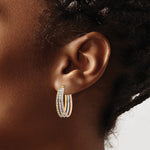 14K Tri-color Diamond Fascination Dia. Dust/Accent Oval 3 Hoop Earrings - Product Photo