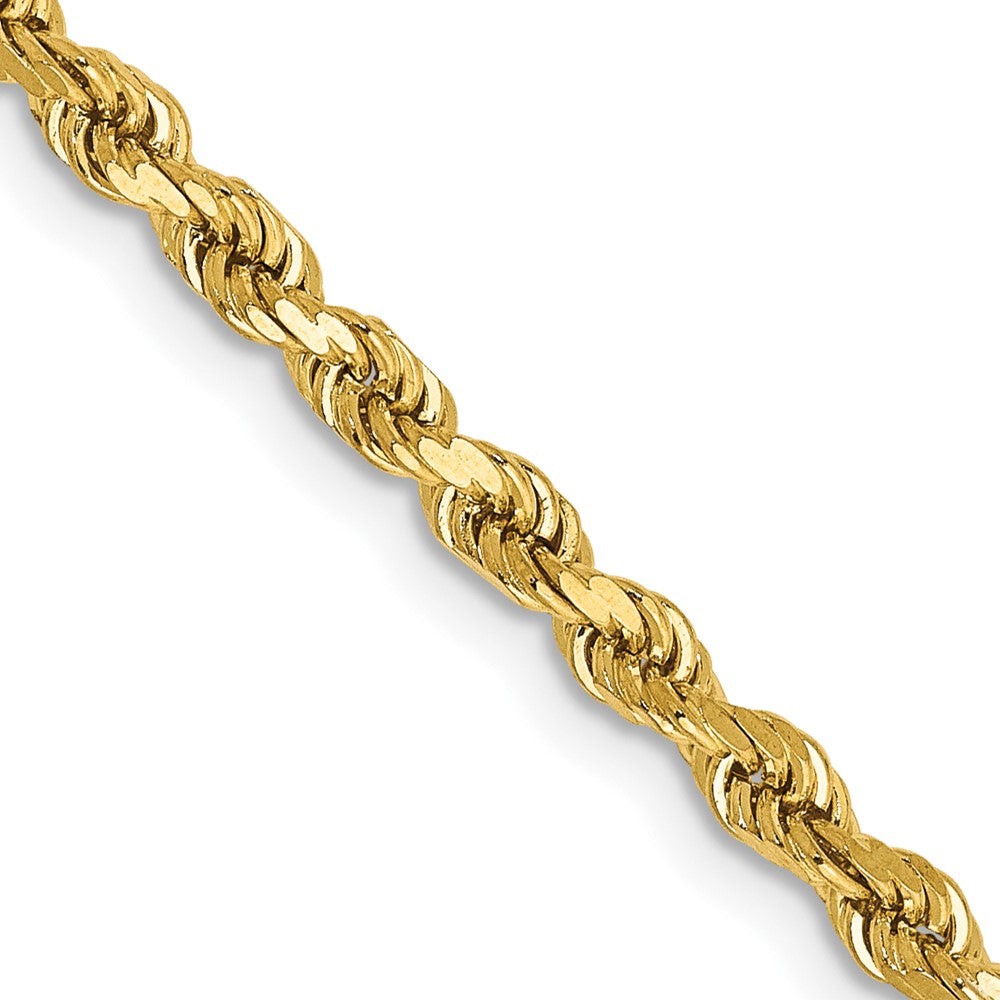 14K Yellow Gold 3mm Semi-solid Diamond-Cut Rope Chain Necklace 16"-24"