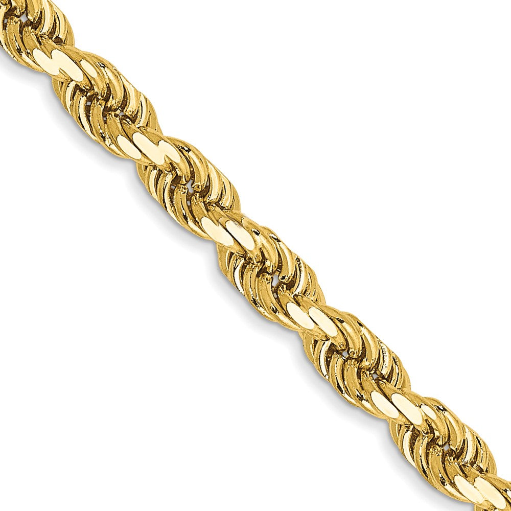 14K Yellow Gold 3.5mm Semi-solid Diamond-Cut Rope Chain Necklace 16"-24"