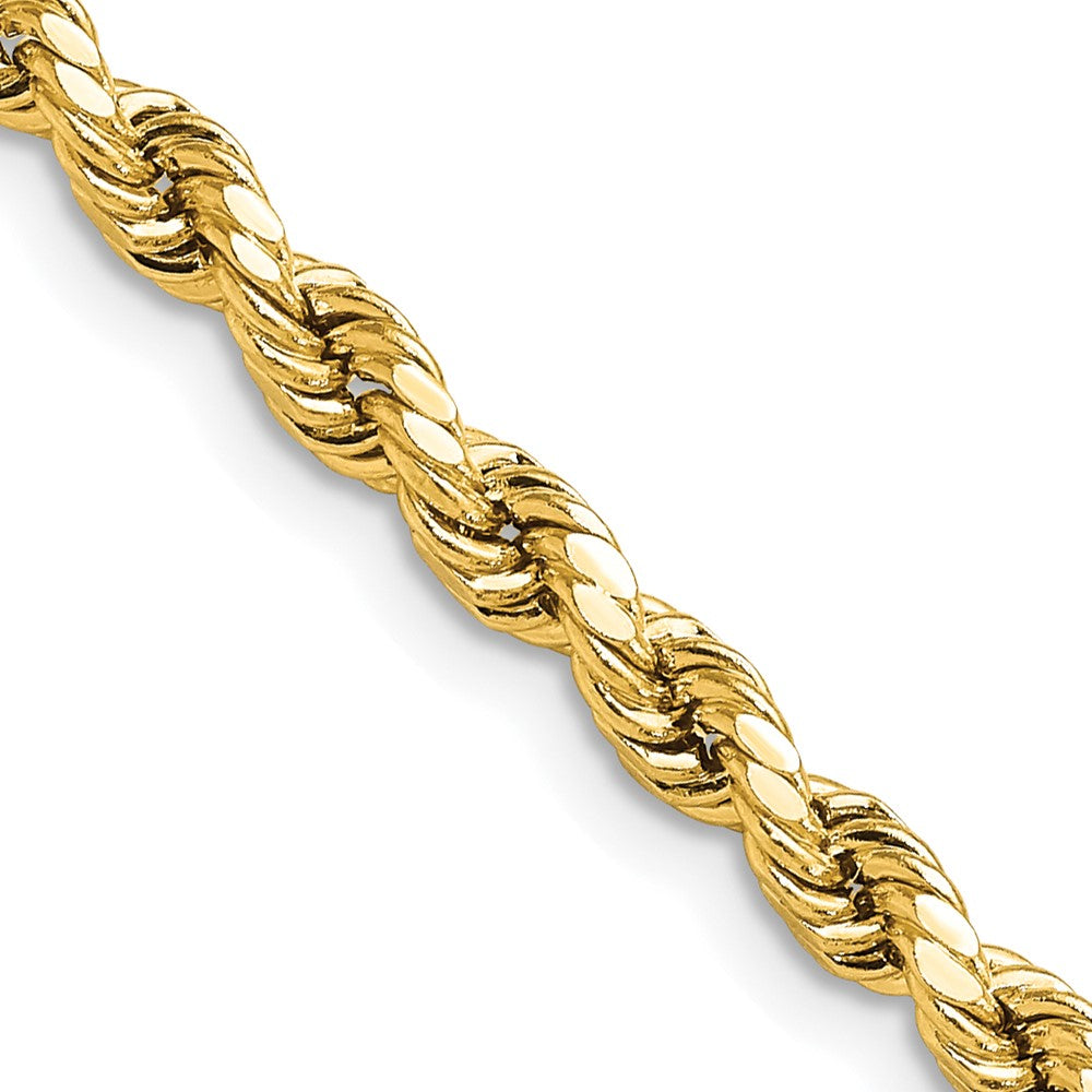 14K Yellow Gold 4mm Semi-solid Diamond-Cut Rope Chain Necklace 16"-24"