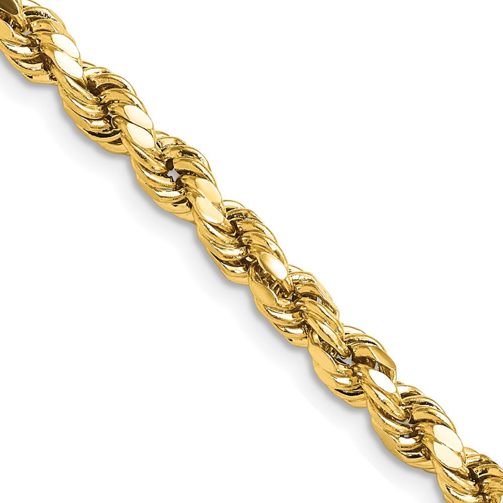 14K Yellow Gold 4.9mm Semi-solid Diamond-Cut Rope Chain Necklace 16"-24"