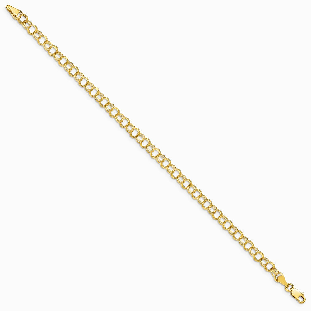 14K Yellow Gold Double Link Charm Bracelet - Product Photo