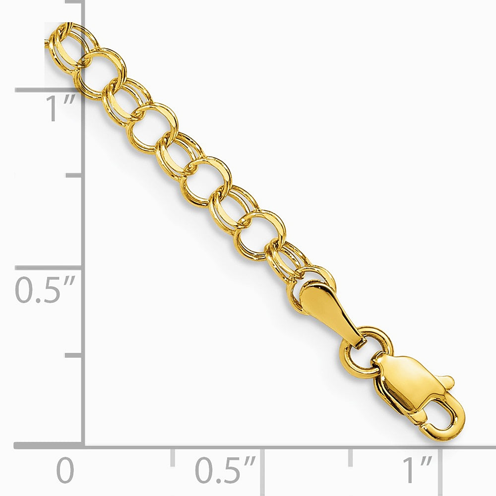 14K Yellow Gold Solid Double Link Charm Bracelet - Product Photo