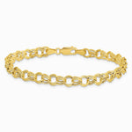 14K Yellow Gold Hollow Double Link Charm Bracelet - Product Photo