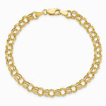 14K Yellow Gold Hollow Double Link Charm Bracelet - Product Photo