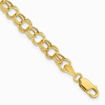 14K Yellow Gold Hollow Double Link Charm Bracelet - Product Photo