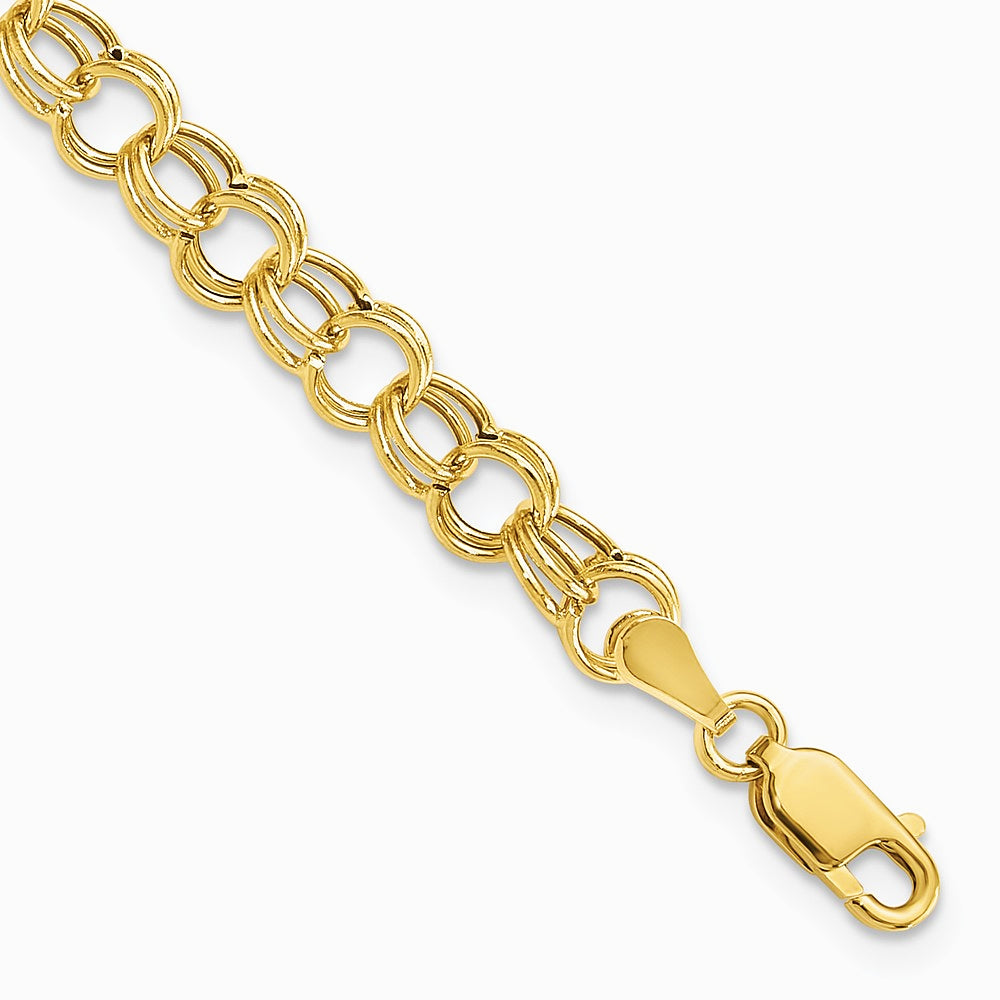 14K Yellow Gold Hollow Double Link Charm Bracelet