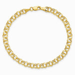 14K Yellow Gold 6in 4.5 mm Hollow Double Link Charm Bracelet - Product Photo