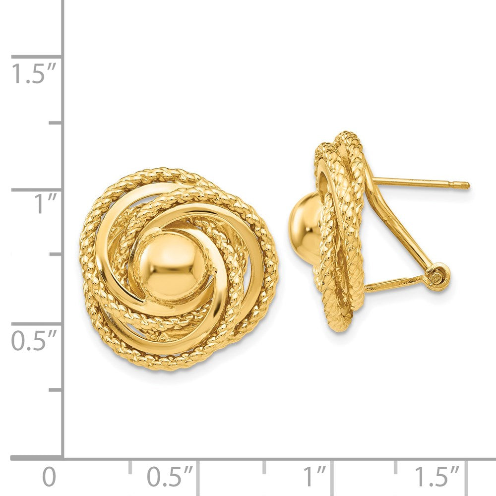 14k Polished & Twisted Fancy Omega Back Post Earrings - Product Photo
