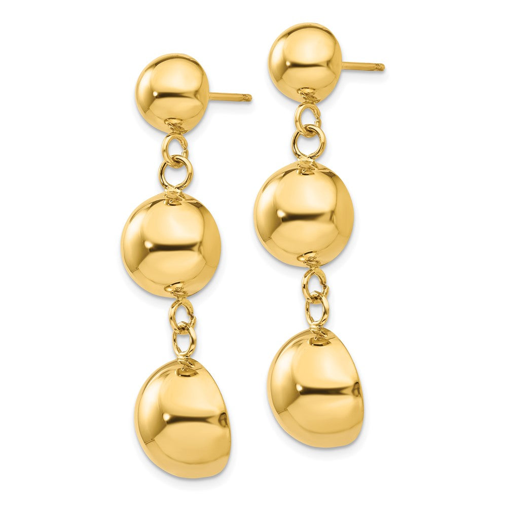 14k Polished Half Ball Dangle Earrings - Product Photo