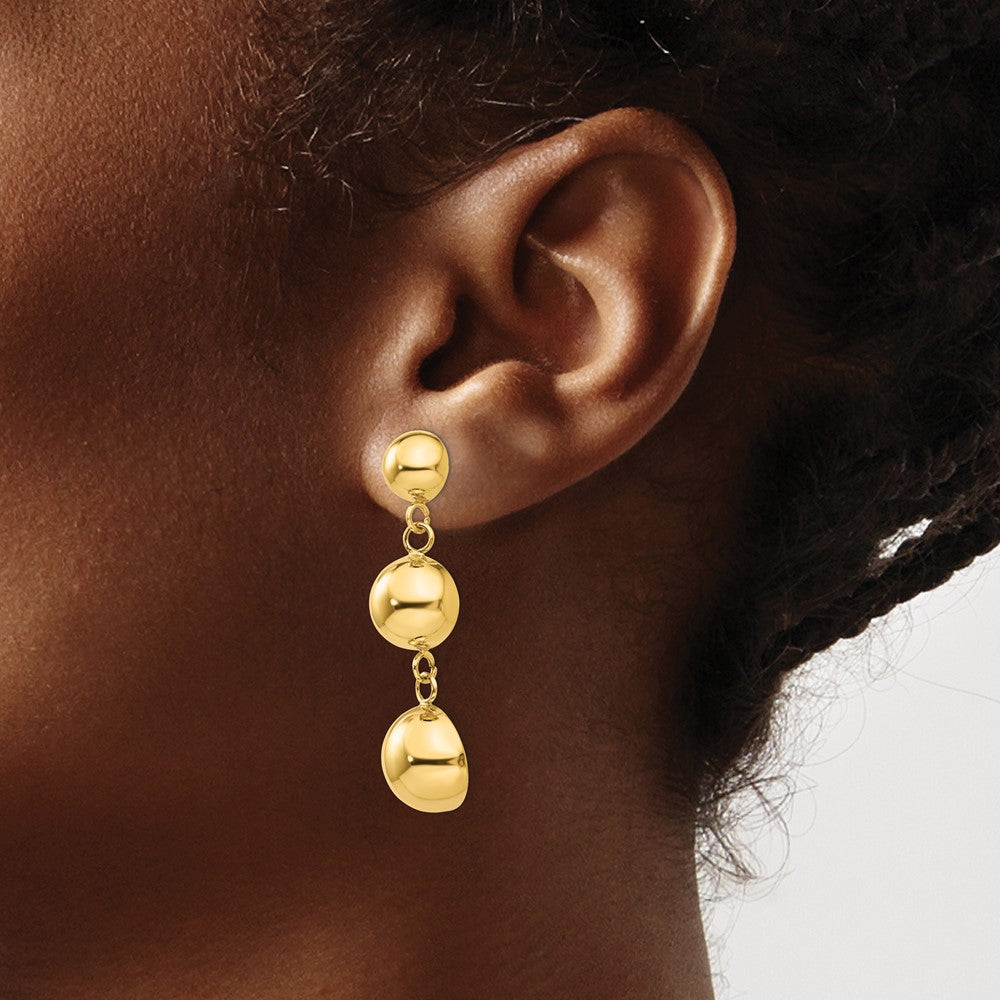 14k Polished Half Ball Dangle Earrings - Product Photo