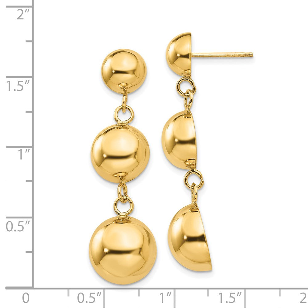 14k Polished Half Ball Dangle Earrings - Product Photo