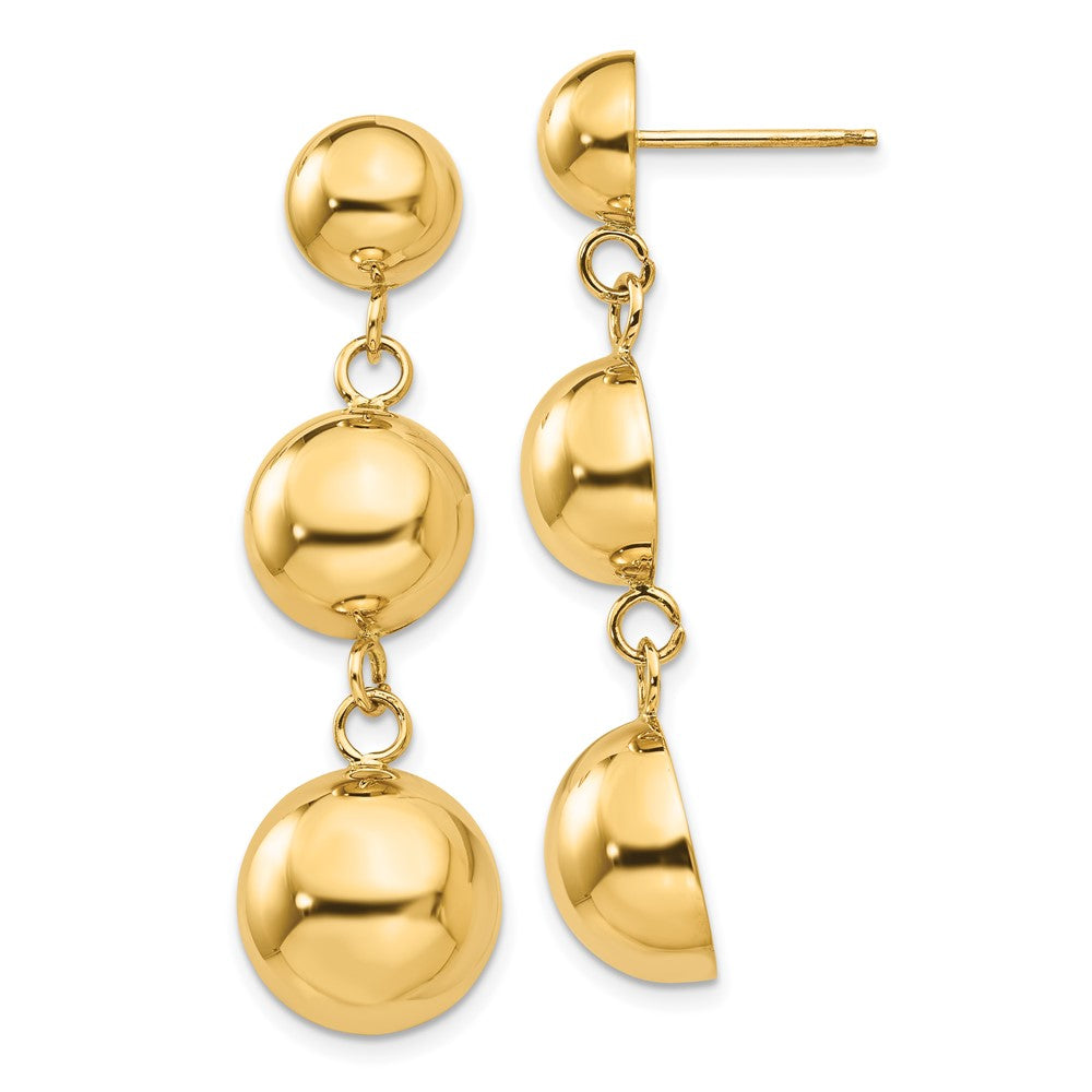 14k Polished Half Ball Dangle Earrings - Product Photo