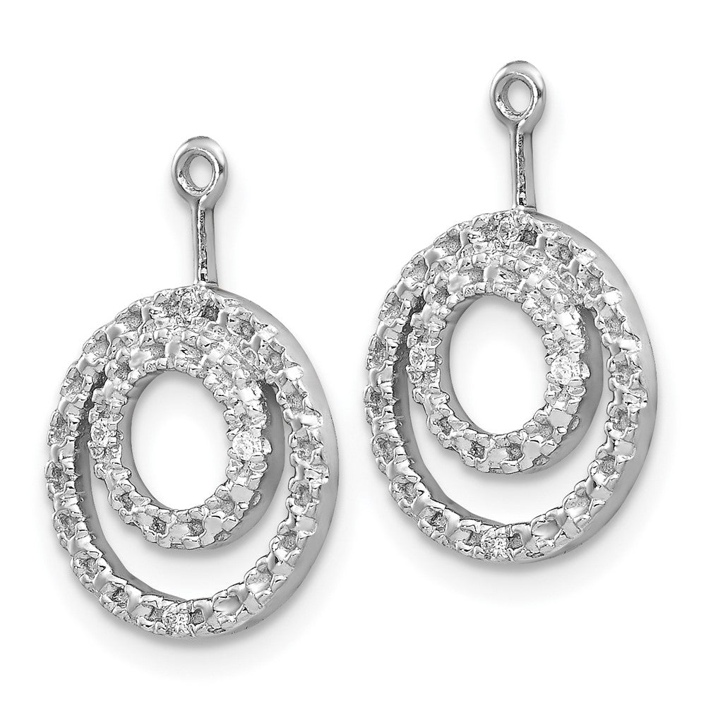 10K White Gold Double Circle Diamond Earring Jackets - Product Photo