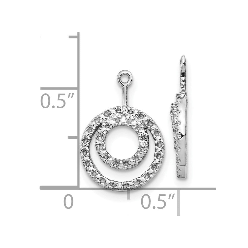 10K White Gold Double Circle Diamond Earring Jackets - Product Photo