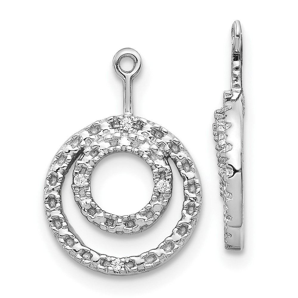 10K White Gold Double Circle Diamond Earring Jackets - Product Photo