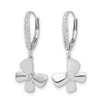 14k White Gold Diamond Butterfly Leverback Earrings - Product Photo