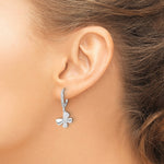 14k White Gold Diamond Butterfly Leverback Earrings - Product Photo