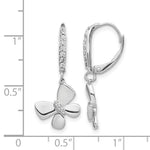 14k White Gold Diamond Butterfly Leverback Earrings - Product Photo