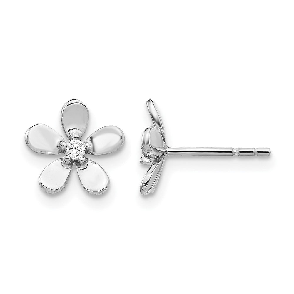 14K White Gold Diamond Earrings - Product Photo