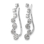 14K White Gold Diamond Ear Climber Earrings - Product Photo