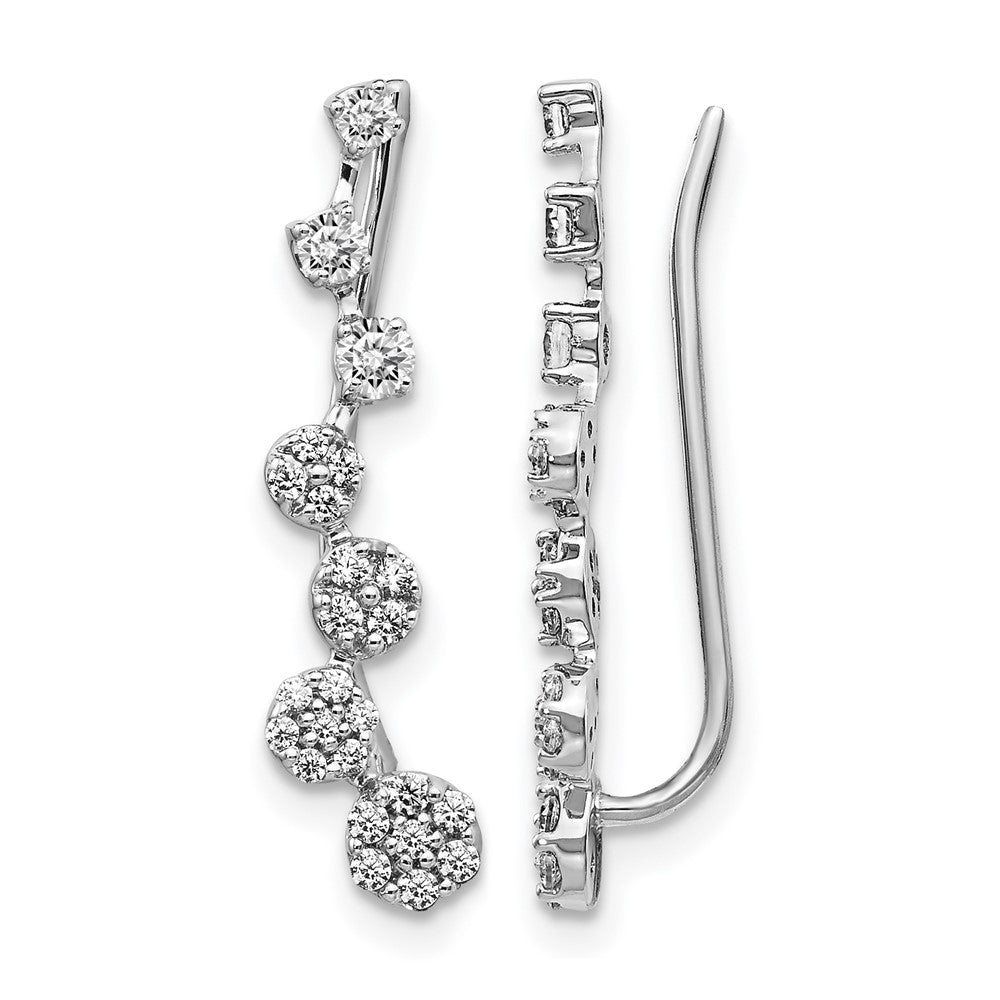 14K White Gold Diamond Ear Climber Earrings - Product Photo