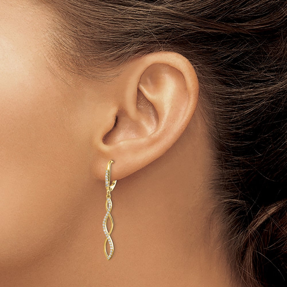 14k Diamond Leverback Earrings - Product Photo