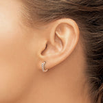 14K Rose Gold Diamond Hinged Hoop Earrings - Product Photo