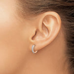 14K Rose Gold Diamond Hinged Hoop Earrings - Product Photo