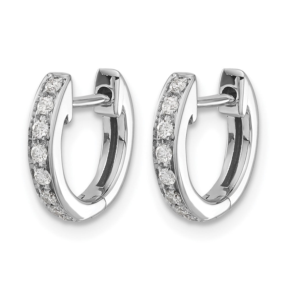 14K White Gold Diamond Hinged Hoop Earrings - Product Photo