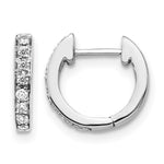 14K White Gold Diamond Hinged Hoop Earrings - Product Photo