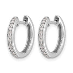 14K White Gold Diamond Complete Hinged Hoop Earrings - Product Photo