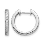 14K White Gold Diamond Complete Hinged Hoop Earrings - Product Photo