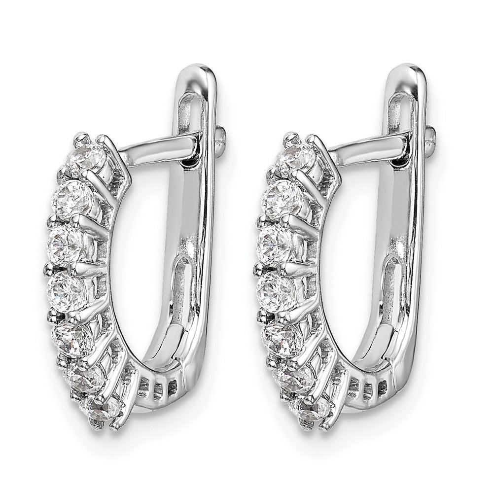 14K White Gold Fancy Hinged Diamond Earrings - Product Photo