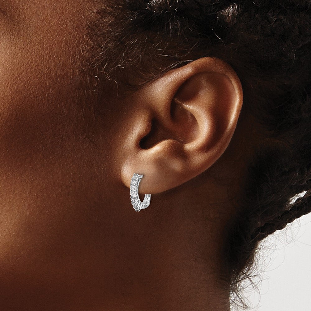14K White Gold Fancy Hinged Diamond Earrings - Product Photo