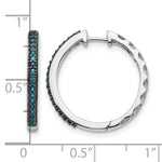 14K White Gold Blue Diamond 2.2mm Hinged Hoops - Product Photo