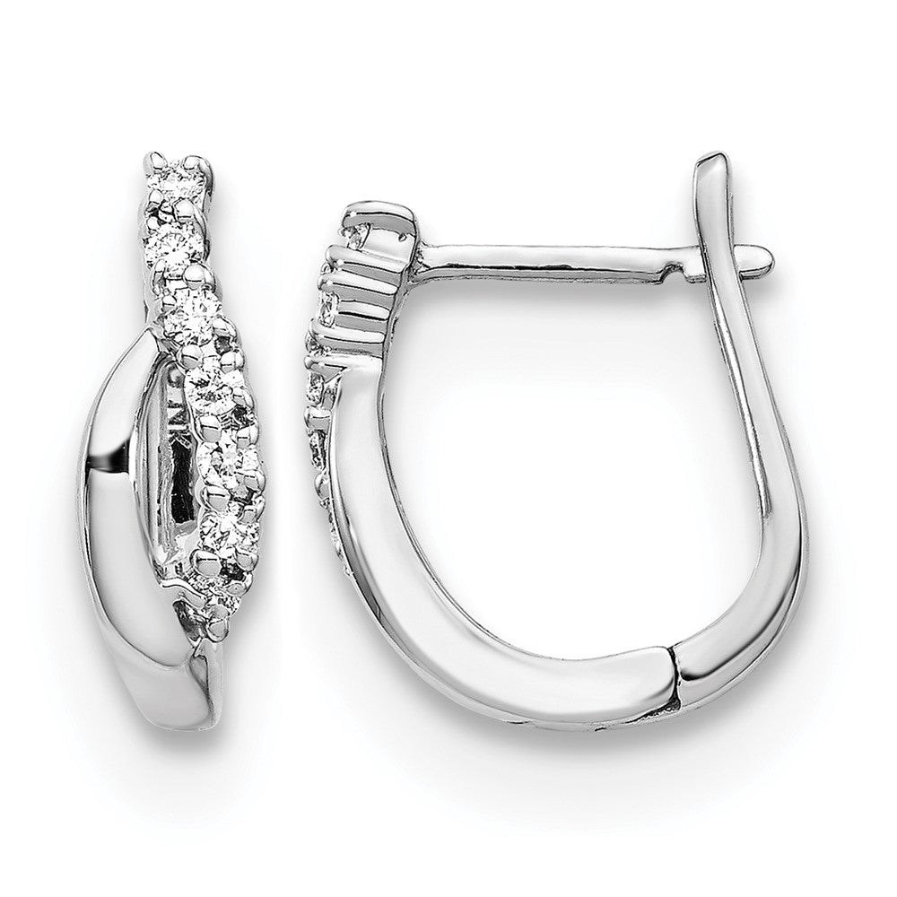 14K White Gold Diamond Hinged Earrings - Product Photo