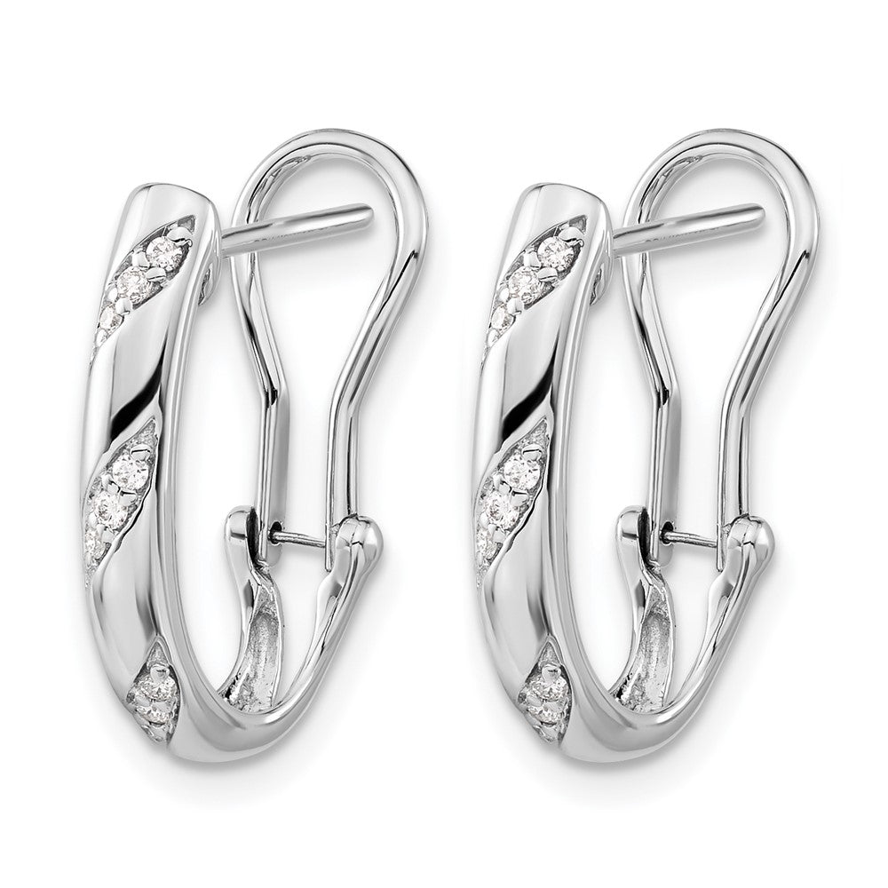 14K White Gold Diamond Omega Back Earrings - Product Photo