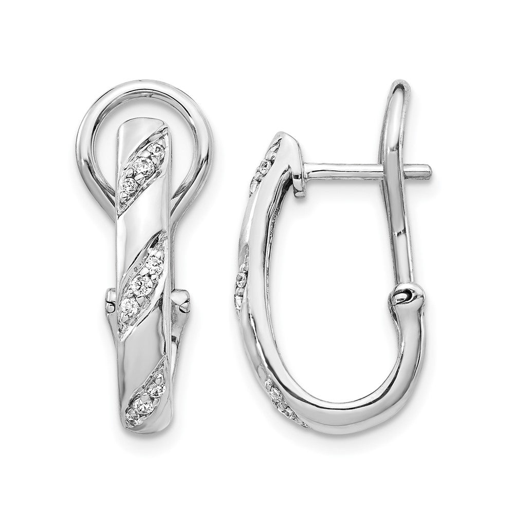 14K White Gold Diamond Omega Back Earrings - Product Photo