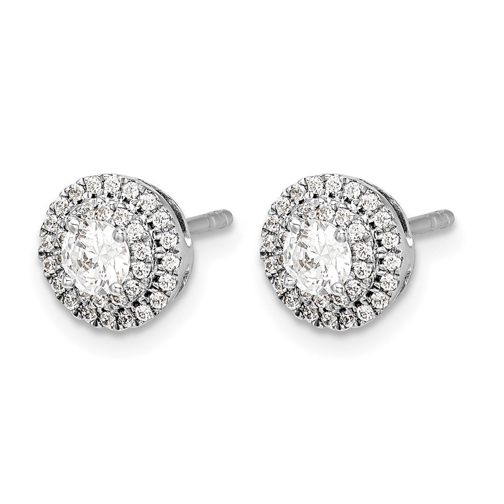14K White Gold Diamond Cluster Post Earrings - Product Photo