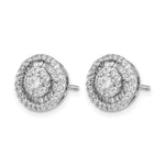 14K White Gold Diamond Cluster Post Earrings - Product Photo