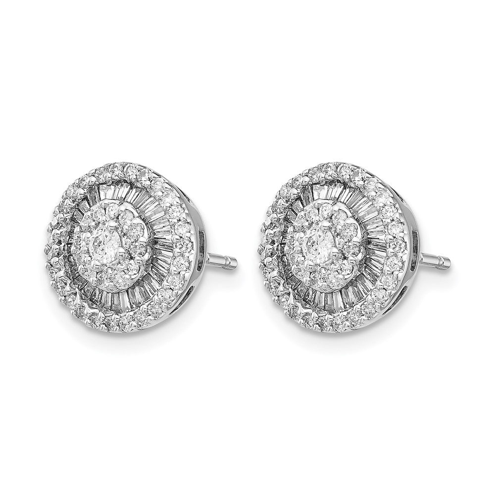 14K White Gold Diamond Cluster Post Earrings - Product Photo