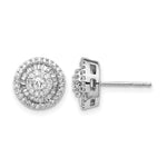 14K White Gold Diamond Cluster Post Earrings - Product Photo