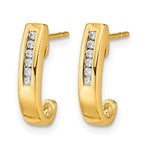 14K Yellow Gold Diamond J-Hoop Post Earrings - Product Photo