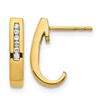 14K Yellow Gold Diamond J-Hoop Post Earrings - Product Photo