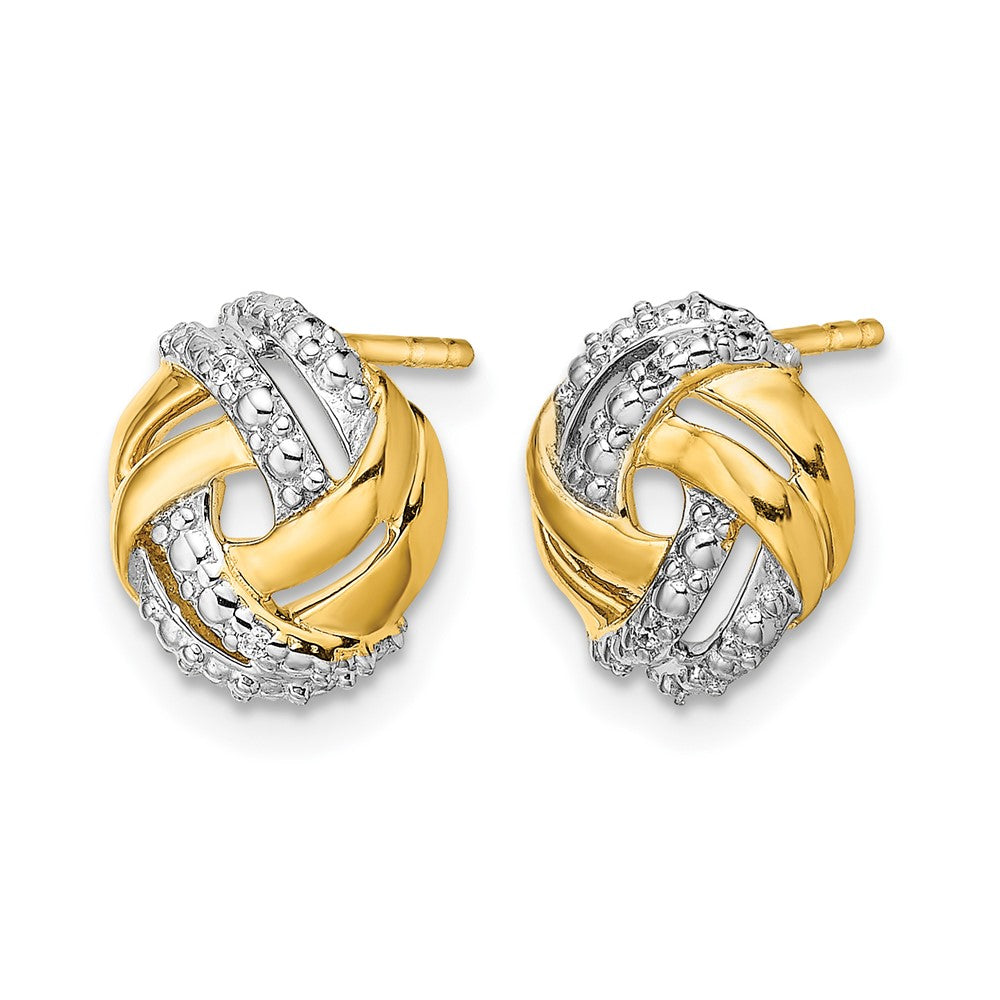 14K Yellow & Rhodium Diamond with Rhodium Accents Round Post Earrings - Product Photo